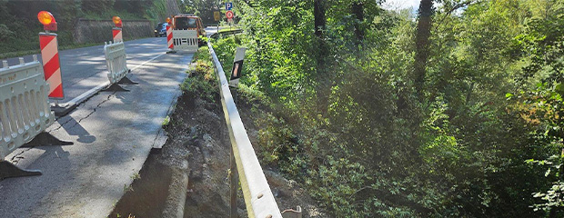 Die Straße direkt nach dem Unwetter